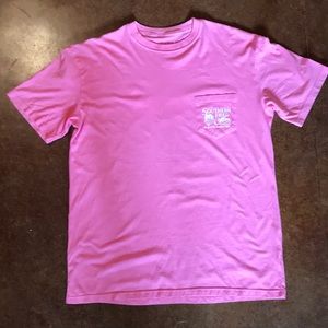 Pink pocket tee with puppy picture on back
